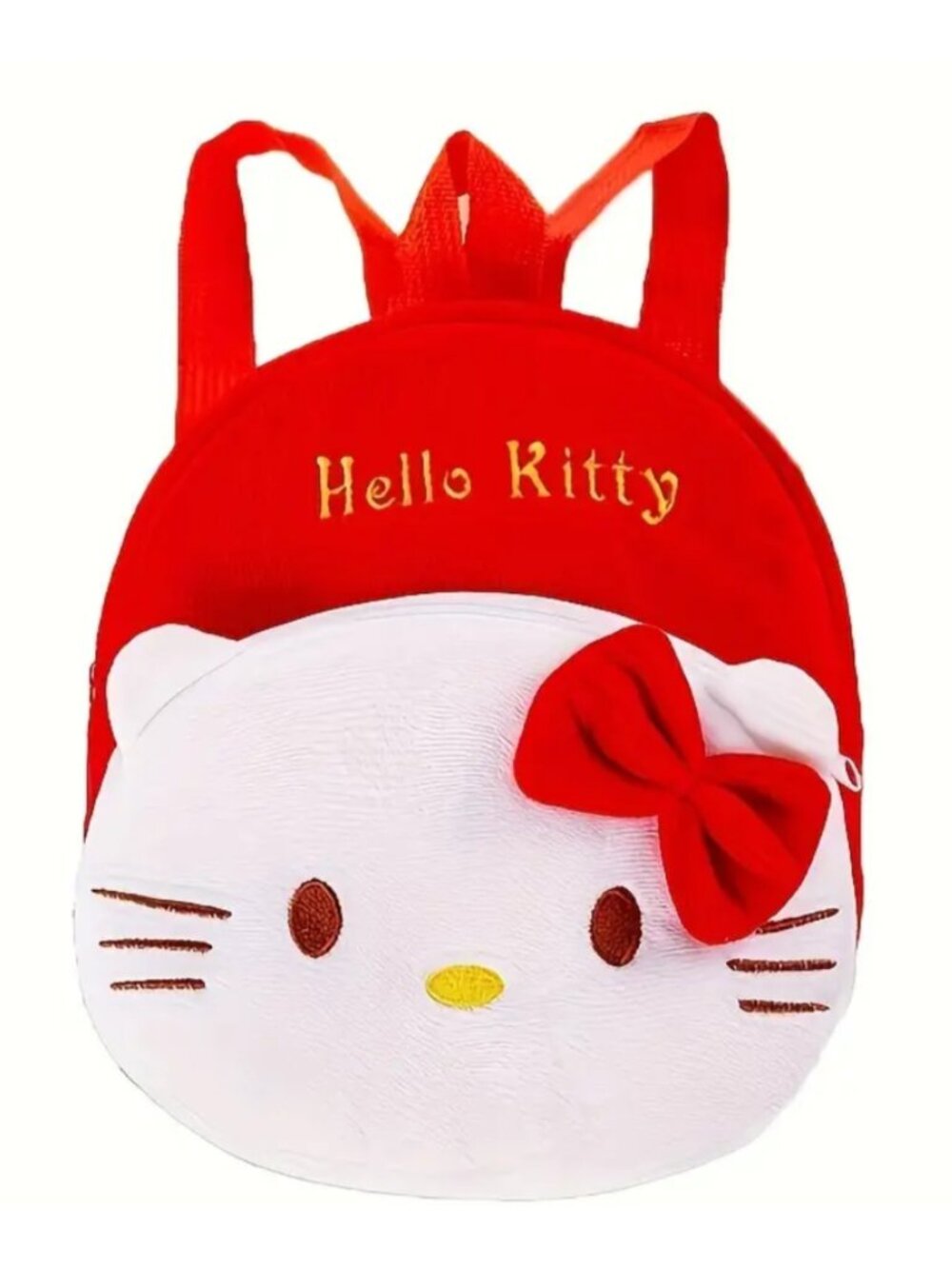 Hello Kitty Plush Backpack Soft Embroidered Character Bag w/ Adjustable Straps